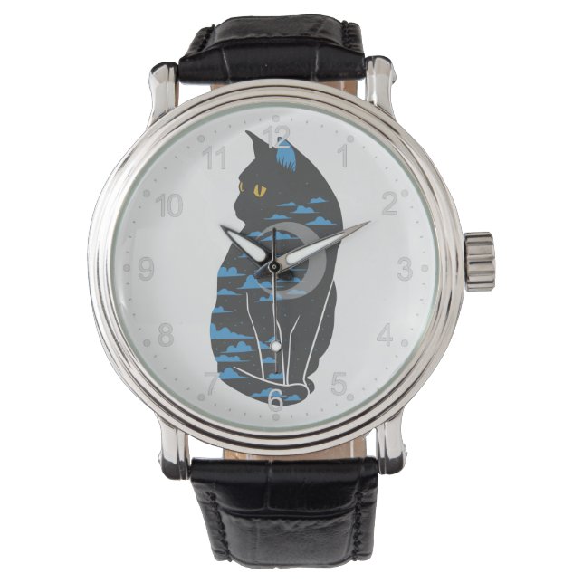 Katzenunterhaltung in der Silhouette - Wählen Sie  Armbanduhr (Vorderseite)
