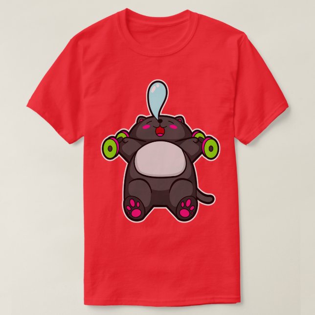 Katzenunterricht am Brustkorb mit Dumbells T-Shirt (Design vorne)