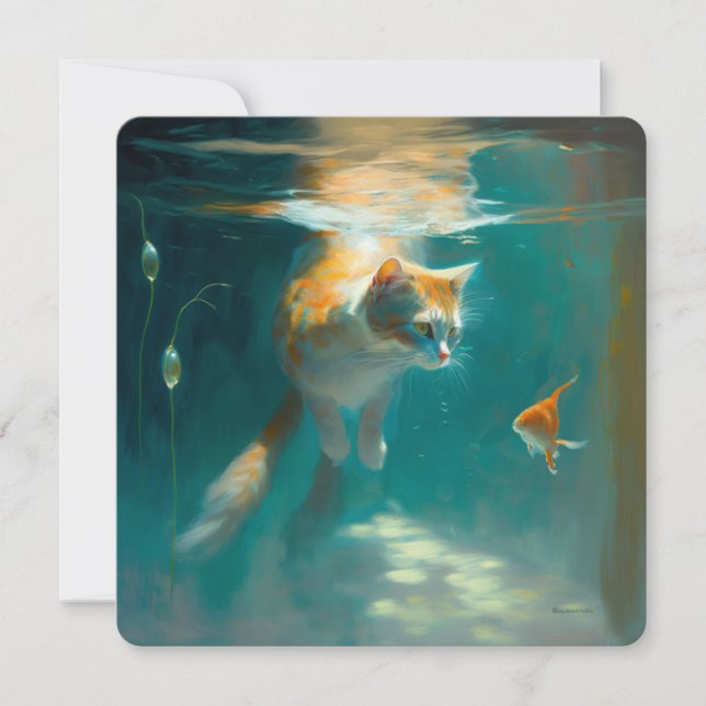 Katzenunterwasser-Uhren Fisch - KARTE (Vorderseite)