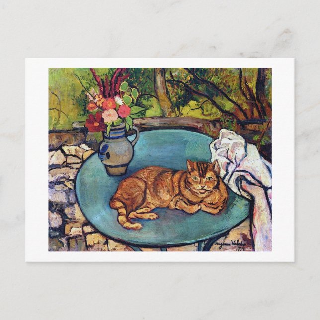 Katzenvase, Suzanne Valadon, Blume Postkarte (Vorderseite)