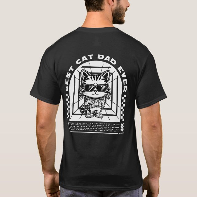 KatzenVater Cooler weißer Text T-Shirt (Rückseite)