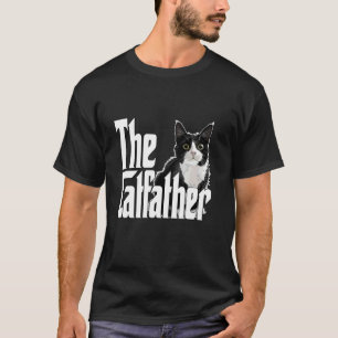 Katzenvater The Catfather Süße Schwarz-Weiß-Katze  T-Shirt