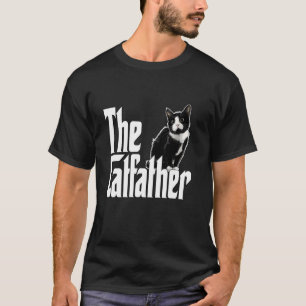 Katzenvater The Catfather Süße Schwarz-Weiß-Katze  T-Shirt