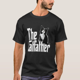 Katzenvater The Catfather Süße Schwarz-Weiß-Katze  T-Shirt