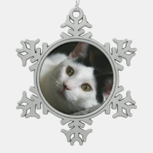 Katzenverzierung Schneeflocken Zinn-Ornament