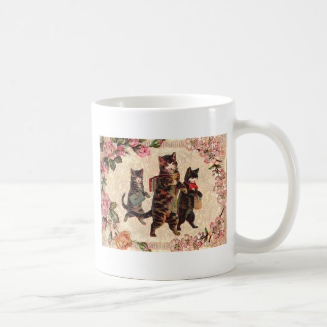 KatzenVintage Hübsche antike Kätzchen Kaffeetasse (Rechts)