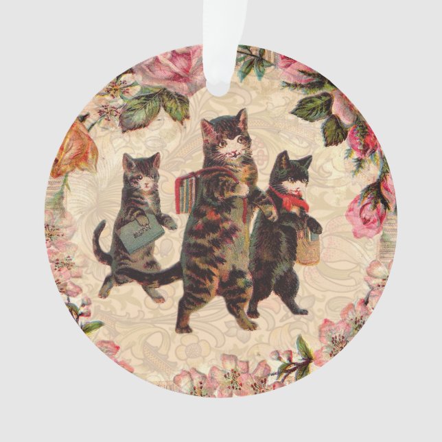 KatzenVintage Hübsche antike Kätzchen Ornament (Vorderseite)