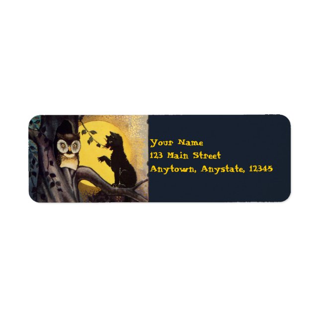 Katzenwarnung Vintage Halloween-Labels (Vorne)