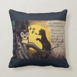 Katzenwarnung Vintages Halloween-Kissen Kissen