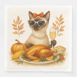 Katzenweibchen mit türkischem Erntedank Serviette