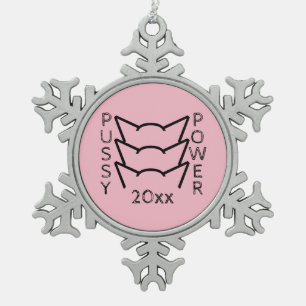 Katzenweibchen Ohren rosa Widerstandskraft Frauen Schneeflocken Zinn-Ornament