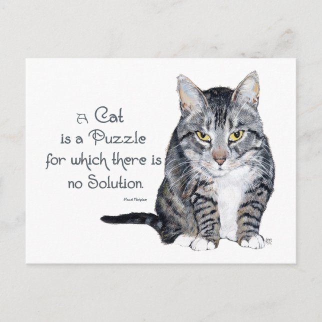 Katzenweisheit - Eine Katze ist ein Puzzle Postkarte (Vorderseite)