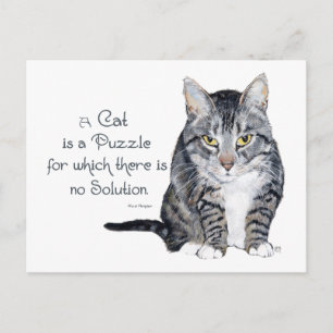 Katzenweisheit - eine Katze ist ein Rätsel Postkarte