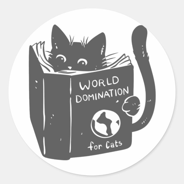 Katzenweltbeherrschung für Katzen - Farbe wählen Runder Aufkleber (Vorderseite)