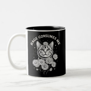 Katzenwut verbraucht mich Lustige sarkastische Kat Zweifarbige Tasse