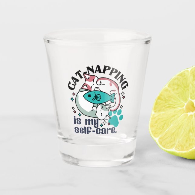 Katzenzupfen ist meine Selbstversorgung: Niedliche Schnapsglas (Vorderseite)