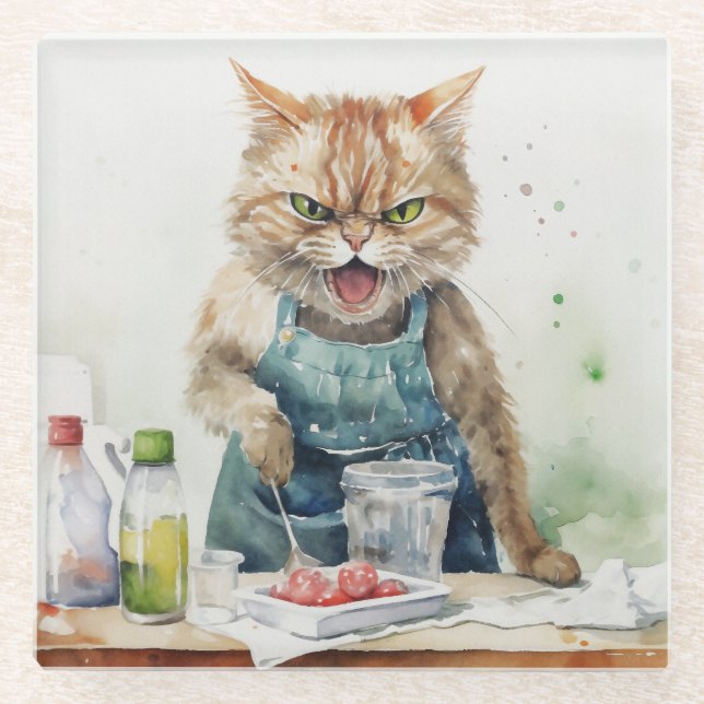 KATZKATZEN DER KÜCHE GLASUNTERSETZER (Vorderseite)