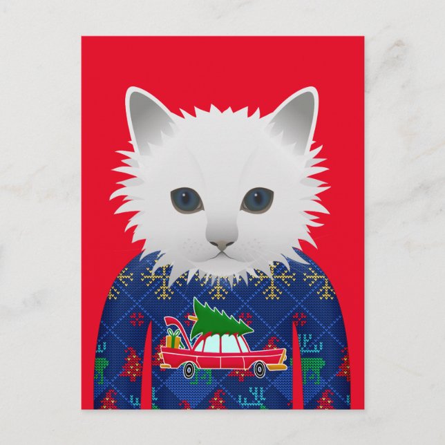 KATZKATZKRAFTCHRISTMAS SWEATER POSTCARDS FEIERTAGSPOSTKARTE (Vorderseite)