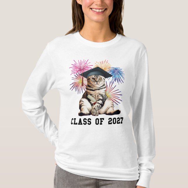 Katzliebhaber Abschlussjahrgang 2027 T-Shirt (Vorderseite)