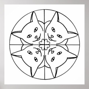 Katzliebhaber Kaleidoskop Katzen Herzen Umriss Pos Poster
