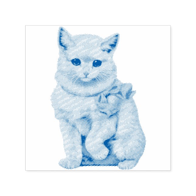 ~ KATZLOVERE ~ Vintage, weiße Katze zeichnend ~ Se Permastempel (Design)