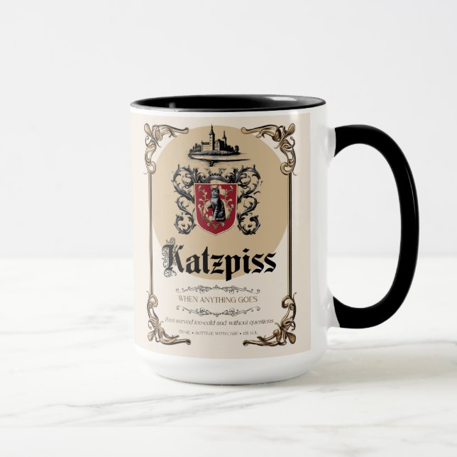 Katzpiss Tasse - Deutsches Parody-Weinetikett (Rechts)