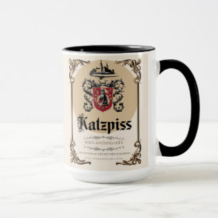 Katzpisse Tasse – Deutsche Parodie-Weinetikett