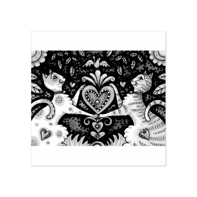 KATZREGELUNG, FELINE VALENTINE HERZ RUBBER BRIEFMA GUMMISTEMPEL (Prägung)
