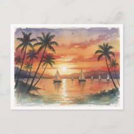 Kauai Beach Sunset watercolor Postkarte