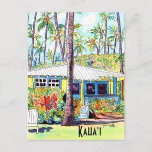 Kauai Hawaii Aloha Yellow Plantation Hütte Postkarte