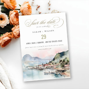 Kauai Hawaii Aquarell-Landschaft-Hochzeit Save The Date