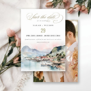 Kauai Hawaii Aquarell-Landschaft-Hochzeitsfoto Save The Date