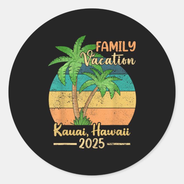 Kauai Hawaii Beach Familienurlaub 2025 Sommer Runder Aufkleber (Vorderseite)
