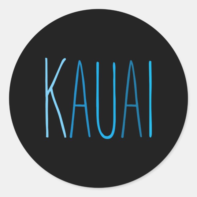 Kauai Hawaii Blue Lettering Runder Aufkleber (Vorderseite)