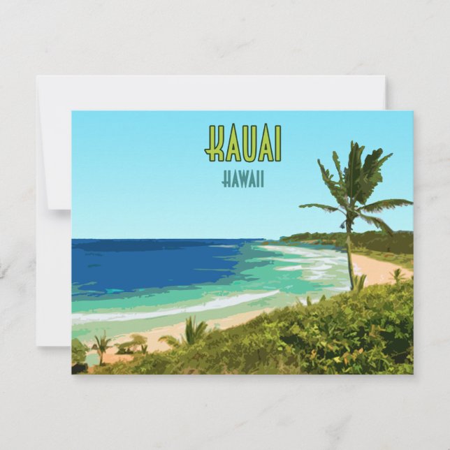 Kauai Hawaii Coast Beach Vintag Flat Card (Vorderseite)