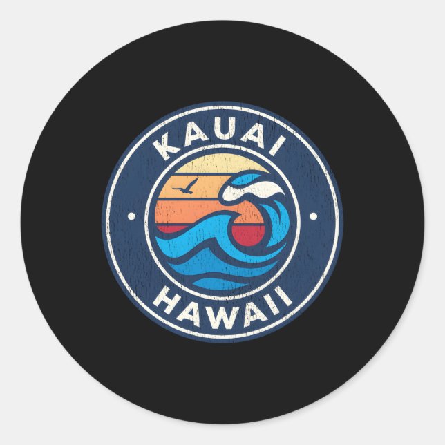 Kauai Hawaii Hi Nautical Waves Runder Aufkleber (Vorderseite)