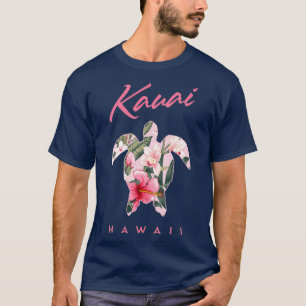 Kauai Hawaii Hibiskus-Blumen-Meeres-Schildkröte-T- T-Shirt