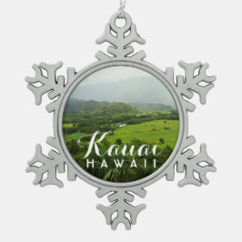 Kauai Hawaii Hills Landscape Schneeflocken Zinn-Ornament