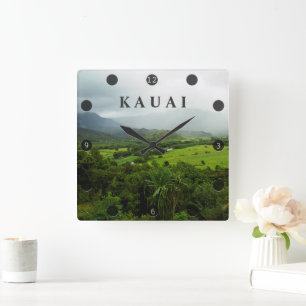 Kauai, Hawaii Landschaftsszene Quadratische Wanduhr
