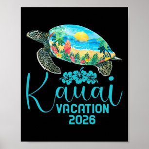 Kauai Hawaii Reise 2026 Meeresschildkröte Sommerur Poster