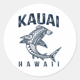 Kauai Hawaii Tril Hai Polynesische Hawaiianischer Runder Aufkleber