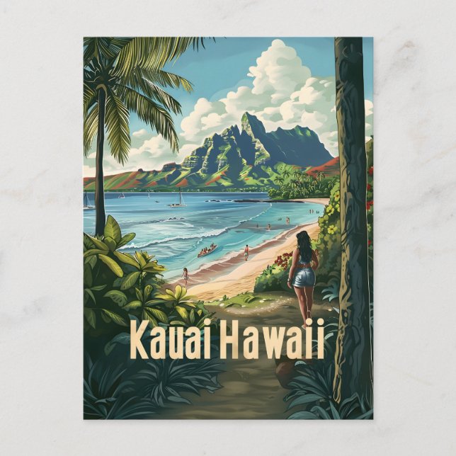 Kauai Hawaii Vintag Postkarte (Vorderseite)