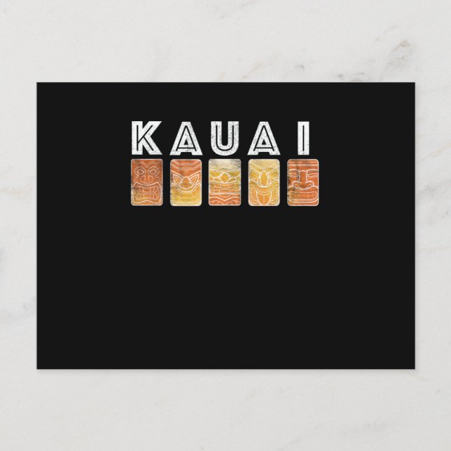 Kauai Hawaii Vintag Tiki Masks Postkarte (Vorderseite)