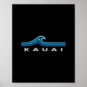 Kauai Hawaii Wellen Vintage Herren Damen Mädchen J Poster