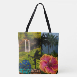 Kauai Hawaiian Collage Reversible Beach Bag Tasche