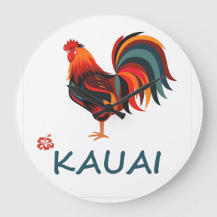 Kauai Hawaiian Rooster Country Clock Große Wanduhr