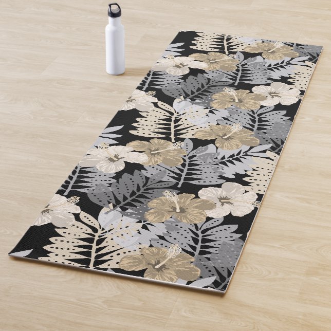 Kauai Jungle Hawaiian Hibiscus and Palms - Neutral Yogamatte (Beispiel)