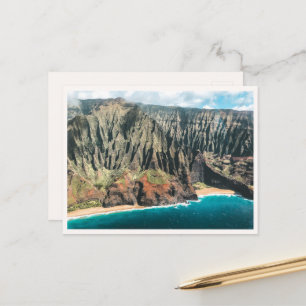Kauai-Küstenlinie Luftbild Na Pali Berge Blank Postkarte