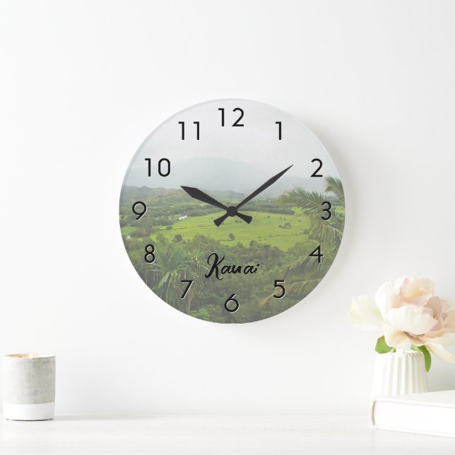 Kauai, Landschaftsbild Hawaii, Licht Große Wanduhr (Zuhause)