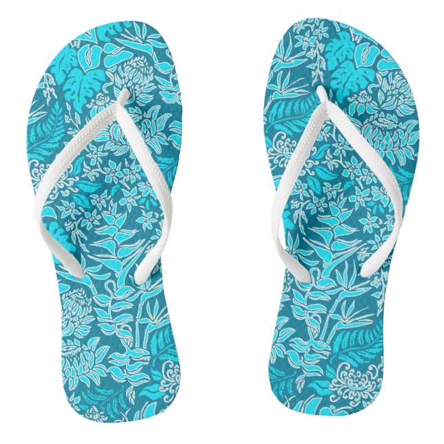 Kauai Morning Hawaiian Protea Floral Flip Flops (Fußbett)
